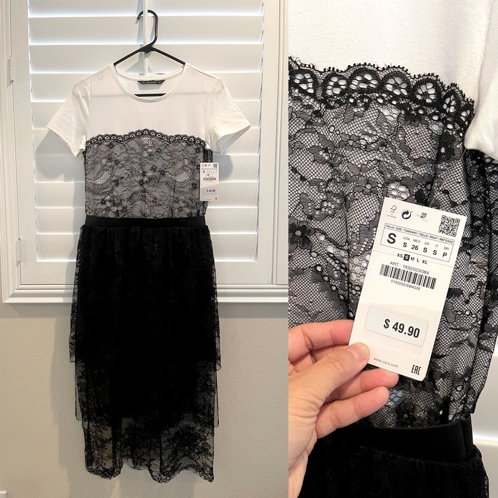 Zara t shirt lace dress